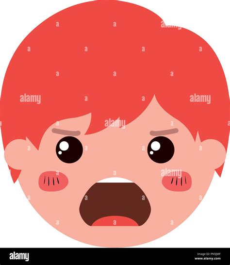 cartoon man angry head kawaii character stock vector image art alamy