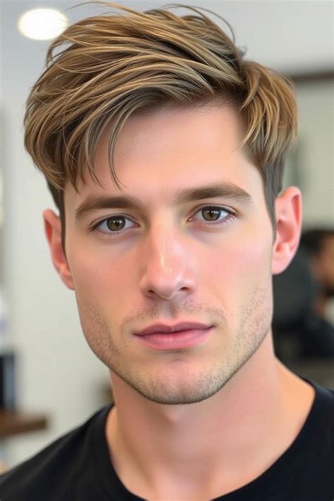 modern men hairstyles sleek side part light brown haircut