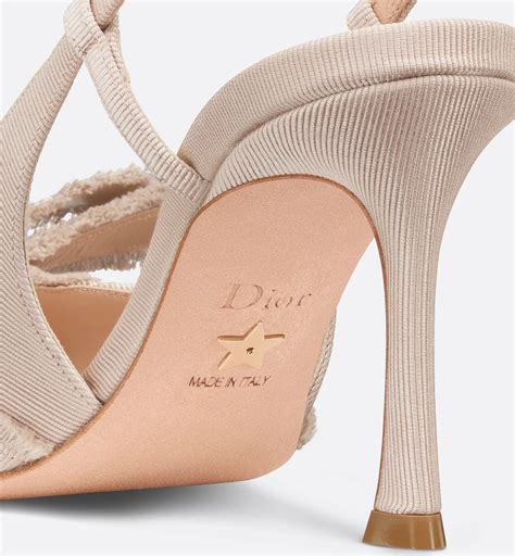Adiorable Slingback Pump Nude Fringed Grosgrain | DIOR