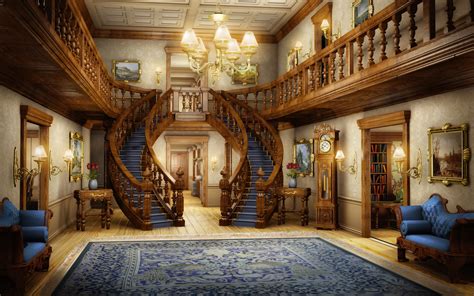 Картинки люстра, картины, шкаф, интерьер, зал, лестницы - обои ...