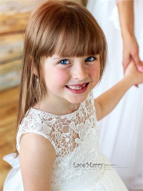 LANA / Rustic Flower Girl Dress with Ivory Lace - LaceMarry