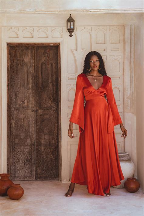 Red Rose Sundari Silk Gown • Ivory Beach Wedding Dress • Open Back Max