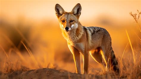 Premium AI Image | Photo of Jackal on savanna at sunset