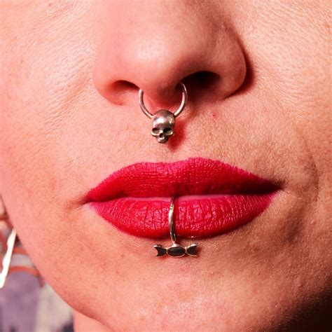 Cute Skull Septum Piercing, Small Skull Nose Ring, Nose Piercing ...