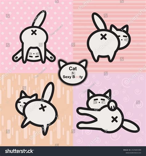 White Cutie Cat Sexy Booty Cartoon Stock Vector (Royalty Free