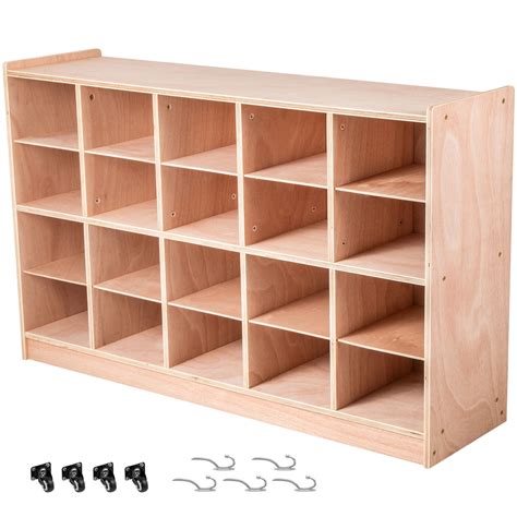 SKYSHALO Kids' Playroom Organizer Unit - Wooden Bookshelves Storage 20