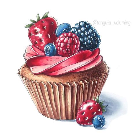 art, draw, and drawing image | Кекс иллюстрации, Иллюстрации торта ...