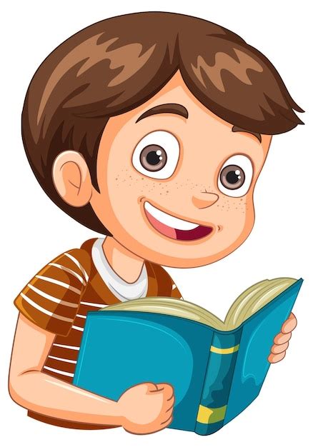 Счастливый мальчик читает книгу | Бесплатно векторы