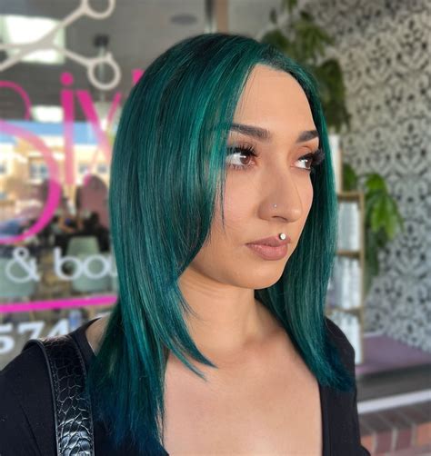 sleek teal hair color inspo pixelify