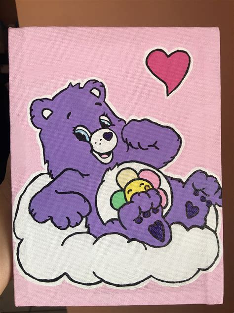 Purple Care Bear Acrylic Painting - Etsy