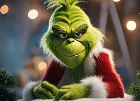 Premium AI Image | The Grinch steals gifts under the tree
