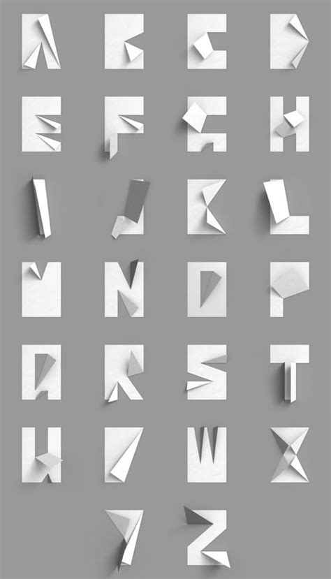 folded paper alphabet  konstantin datz design  paper alphabet