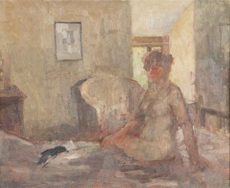 Bernard Dunstan RA, Nude Sitting on a Bed | Thompson's Gallery