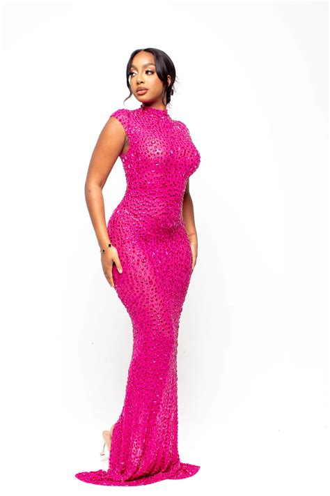 Hot pink bedazzle dress. S-XL – Rent A Dress JHB