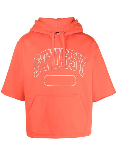 Stüssy logo-print short-sleeve Hoodie | Orange | FARFETCH
