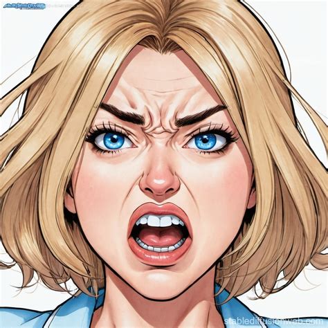 Angry Anime Female Face Portrait | Stable Diffusion Online