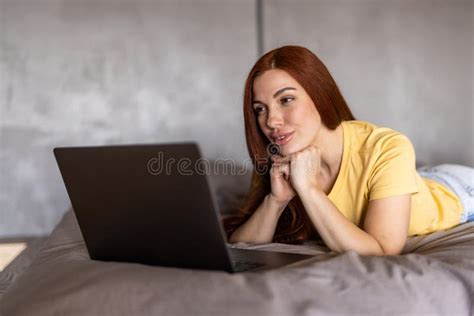 Phone Conversation. Confident Young Woman Sit on Couch Talk Speak ...