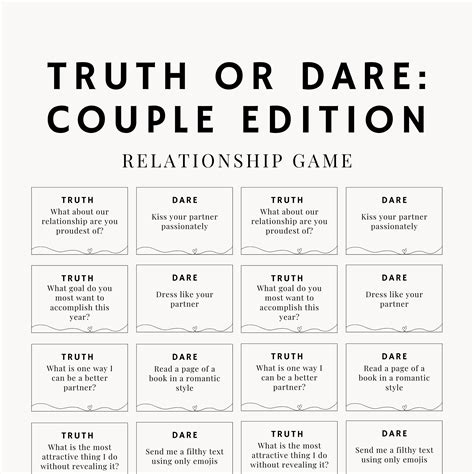 Couple Truth or Dare Question Cards | Relationship Cards | Couple