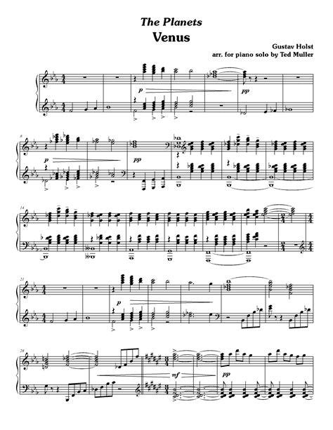 Holst: The Planets - Venus (arr. for solo piano) | Ted's Piano World