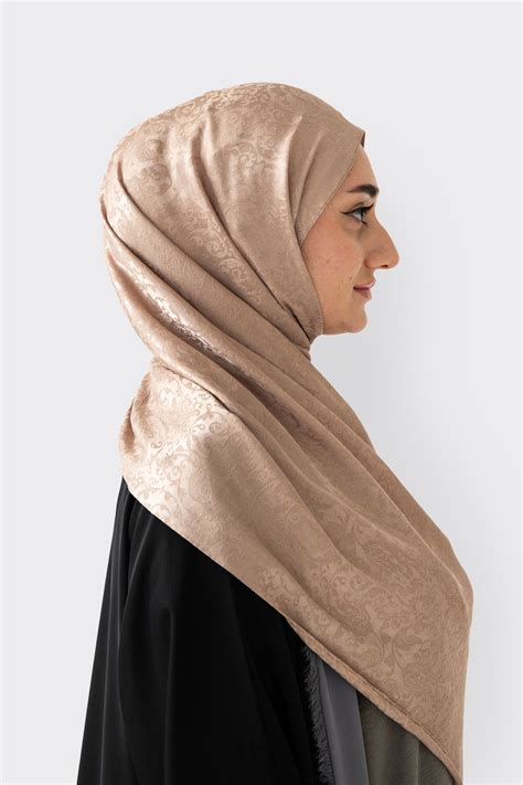 Patterned Hijab | Nude Gold - Rabaya | Modest Wear | Premium Hijabs UK