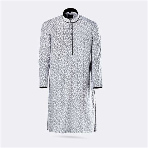 Black & White Cotton Panjabi