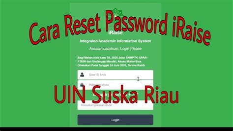 reset password iraise uin suska riau youtube