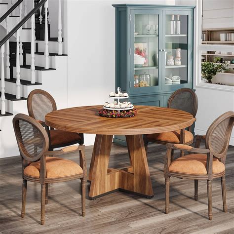 Tribesigns Dining Table, 47"Round Kitchen Table Farmhouse Dinner Table 