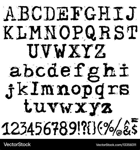 Old typewriter font vintage grunge letters Vector Image