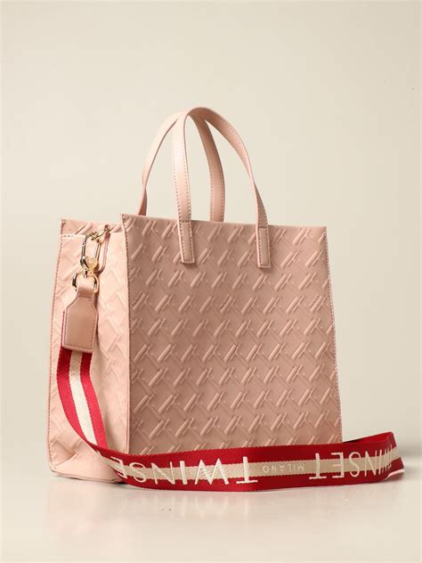 TWINSET: Twin-set bag in synthetic leather with all-over embossed logo ...