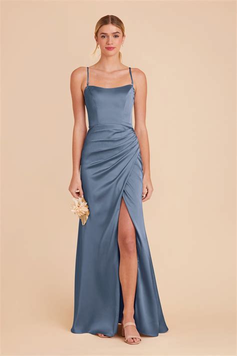 Anne French Blue Matte Satin Bridesmaid Dress | Birdy Grey