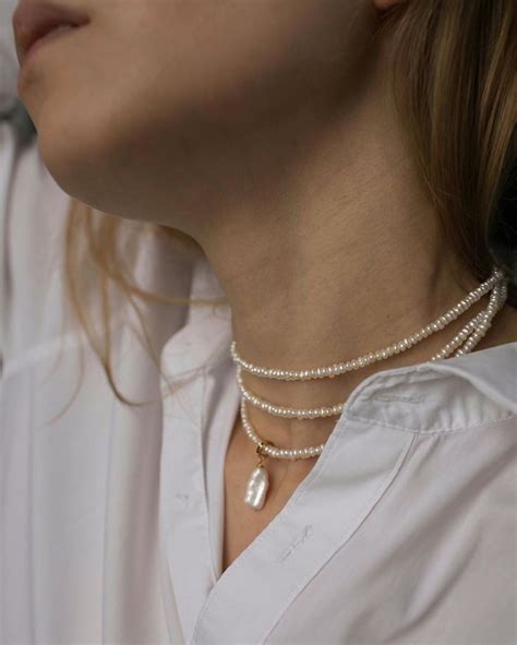 Жемчужная нить-колье Pearl Necklace | Ожерелье из камней, Чокер, Бижутерия
