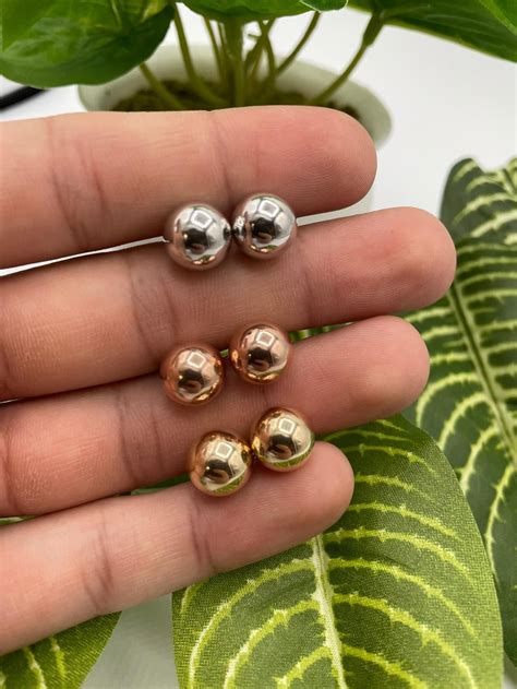 SOLID 14K Gold Ball Stud Earrings 3MM 4MM 5MM 6MM 7MM - Etsy