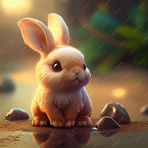 Premium Photo | Adorable Fluffy Bunny Rabbit in Forest Background