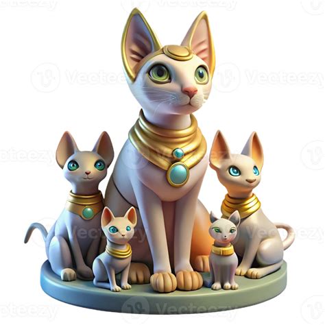 beautiful contemporary A benevolent Bastet, cat goddess, surrounded by