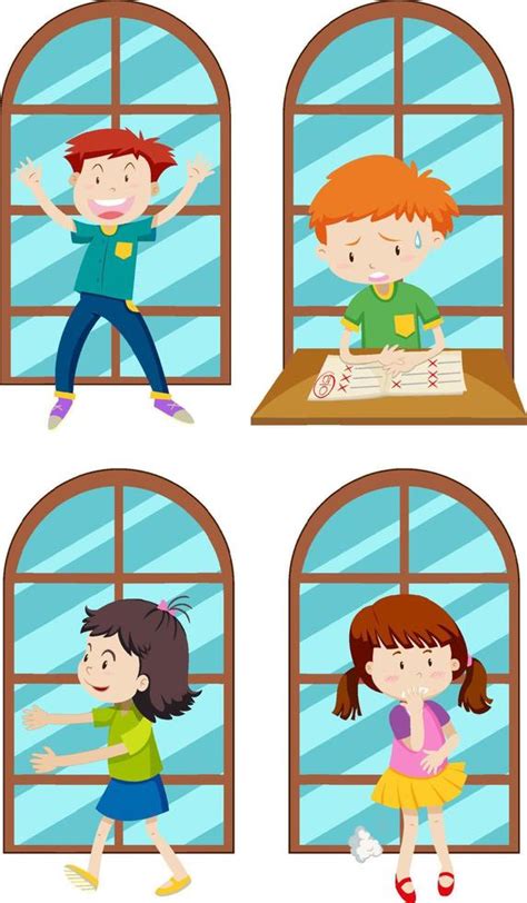 Set of simple kids cartoon characters 19850230 Vector Art at Vecteezy