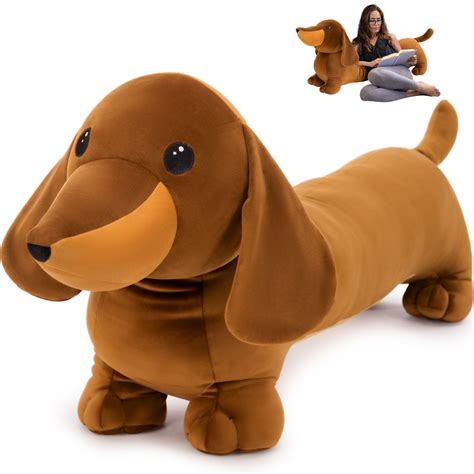 Tezituor 43.3" Dachshund Dog Stuffed Animal Giant Dog Body Pillow Plush