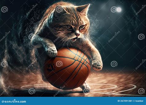 Cute Cat Basketball Player Illustration Generative Ai Stock Illustration - Illustration of ...