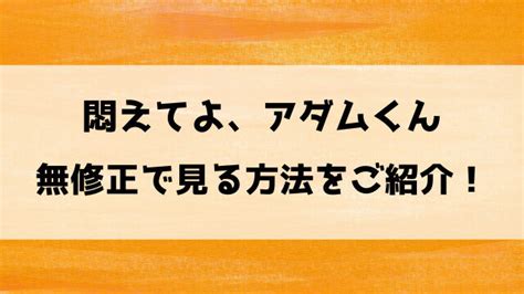 悶えてよアダムくん無修正でエロシーンは見れる？オンエア版との違いもご紹介！｜爆弾ジョニー