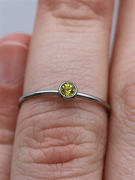 November Birthstone Ring | Stackable Birth Stone Ring - Veeaien Designs