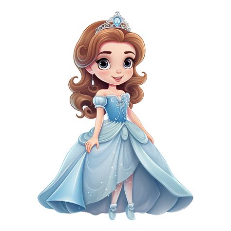 AI generated Cute princess cartoon isolated on transparent background