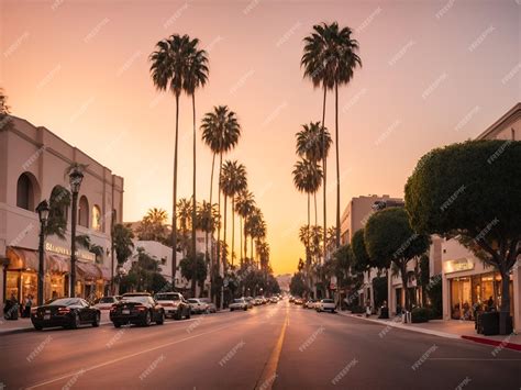 Premium Photo | Beverly hills street in sunset