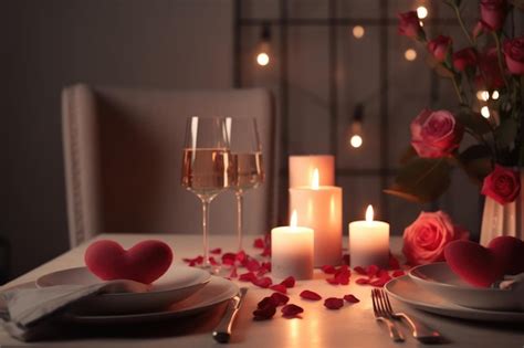 Premium AI Image | Romantic dinner table setting Generative AI