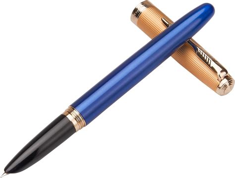 GOLD LEAF Jinhao 85 Extra Fine 0.3mm Nib Blue Fountain Pen With Riffil ...