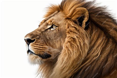 Close up of the roaring profile of a 10 year old lion Panthera Leo on a ...