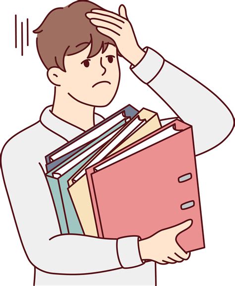 Stressed businessman with folder feel overworked 21248610 PNG