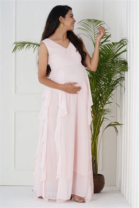 Radiant Motherhood: Georgette Maternity Dress for Baby Shower – Plum ...
