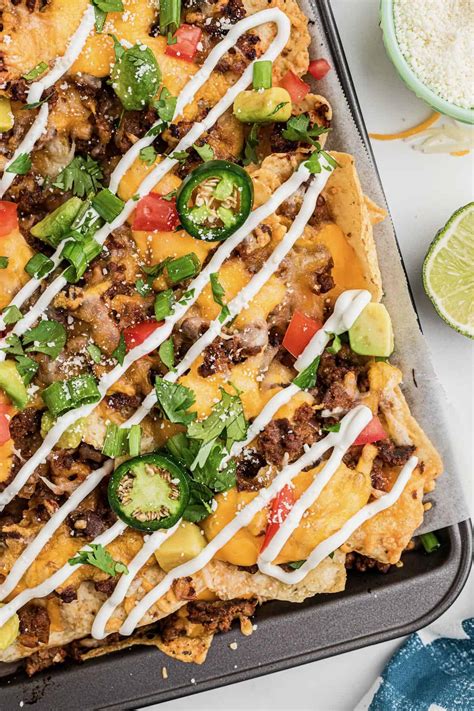 loaded ground beef nachos easy oven recipe crispy cheesy
