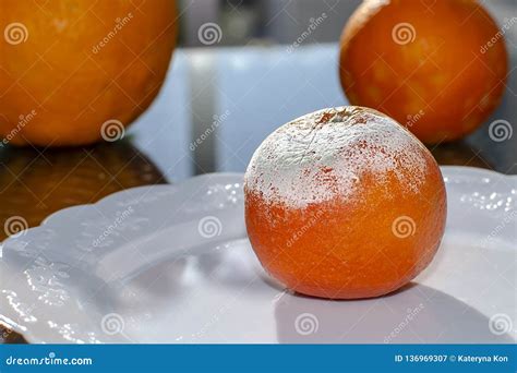 rotten citrus penicillium mold   mandarin fruit royalty  stock