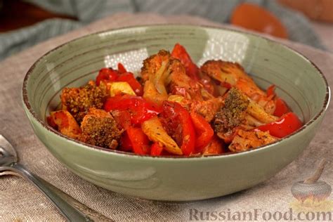 Рецепт: Рагу из кабачков, брокколи, перца и помидоров на RussianFood.com