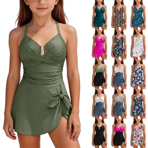 yoeyez Teen Girls Swimsuits Criss Cross One Piece Bathing Suits Push Up